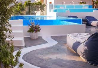 Pool at the Micra Anglia Boutique Hotel & Spa, Andros, Greece.