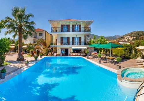 Pool area at the Sands Hotel, Lefkada.