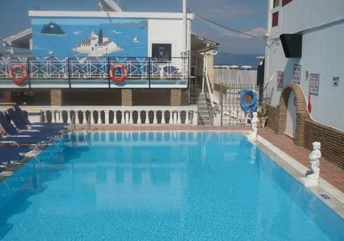 Outdoor pool at Kavos, Corfu. Greece