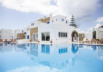Exterior and pool view at Naxos Holidays in Naxos