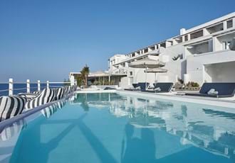 Pool area, Notos Therme and Spa Hotel, Vlychada, Santorini, Greece