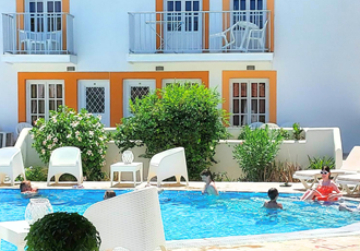 Exterior View of Swimming Pool at Katerina Apartments Kalymnos, Greece