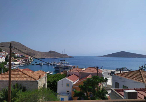 Sea view from two bedroom house at Villa Chrysodomi, Halki, Greece