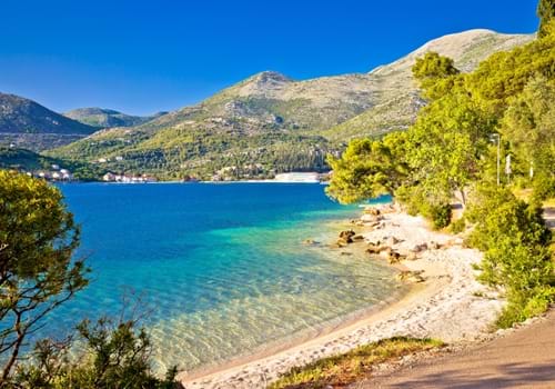 Idyllic Turquoise Beach In Slano, Adriatic Sea, Dubrovnik Region Of Croatia